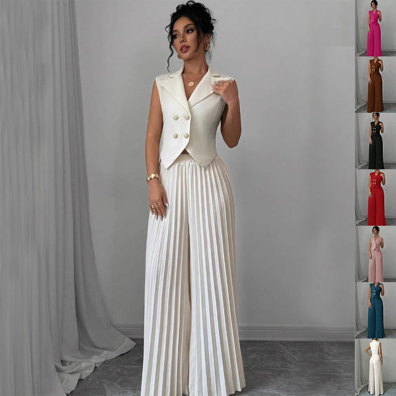 Sophia | Letnia bezrękawnik i elegancki zestaw z plisowanymi spodniami